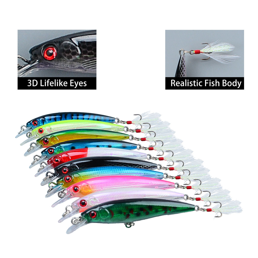 10pcs Bionic Minnow Fishing Lu - Fishing Hook Treble のレビューと価格