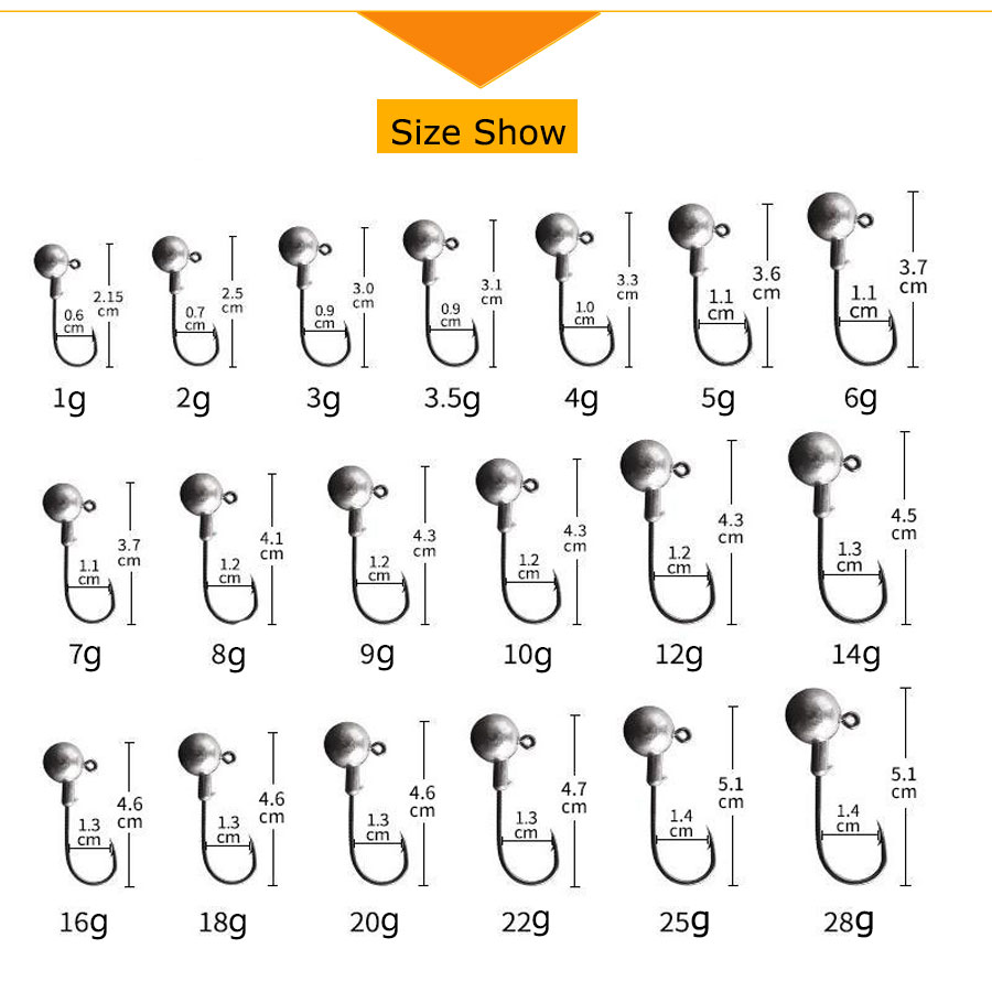MrLurion 50pcs 1g-28g jig head - Fishing Hook Weedless のレビューと価格