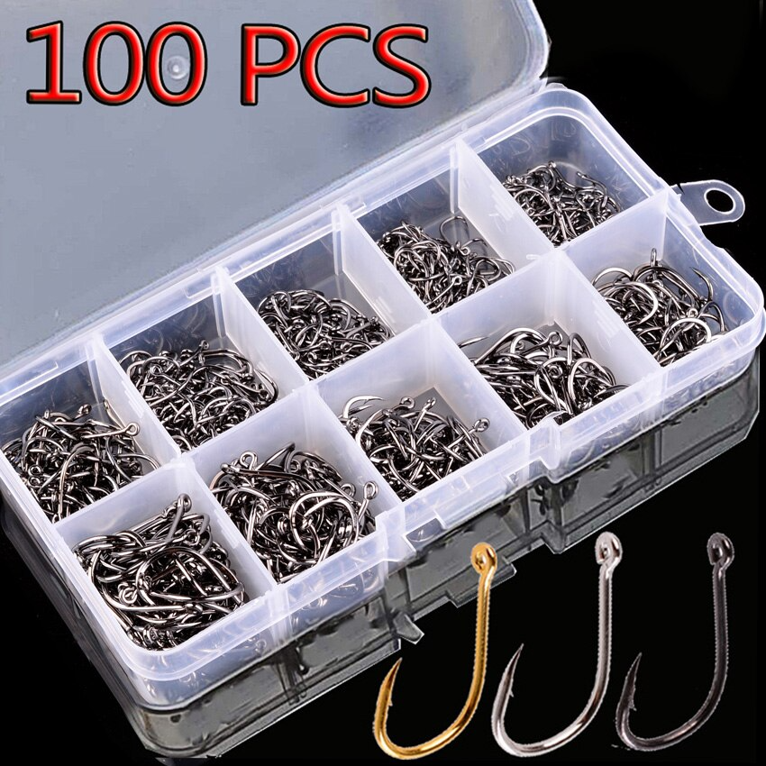 New 100Pcs Fishing Hooks Set C - Fishing Hook Circle のレビューと価格
