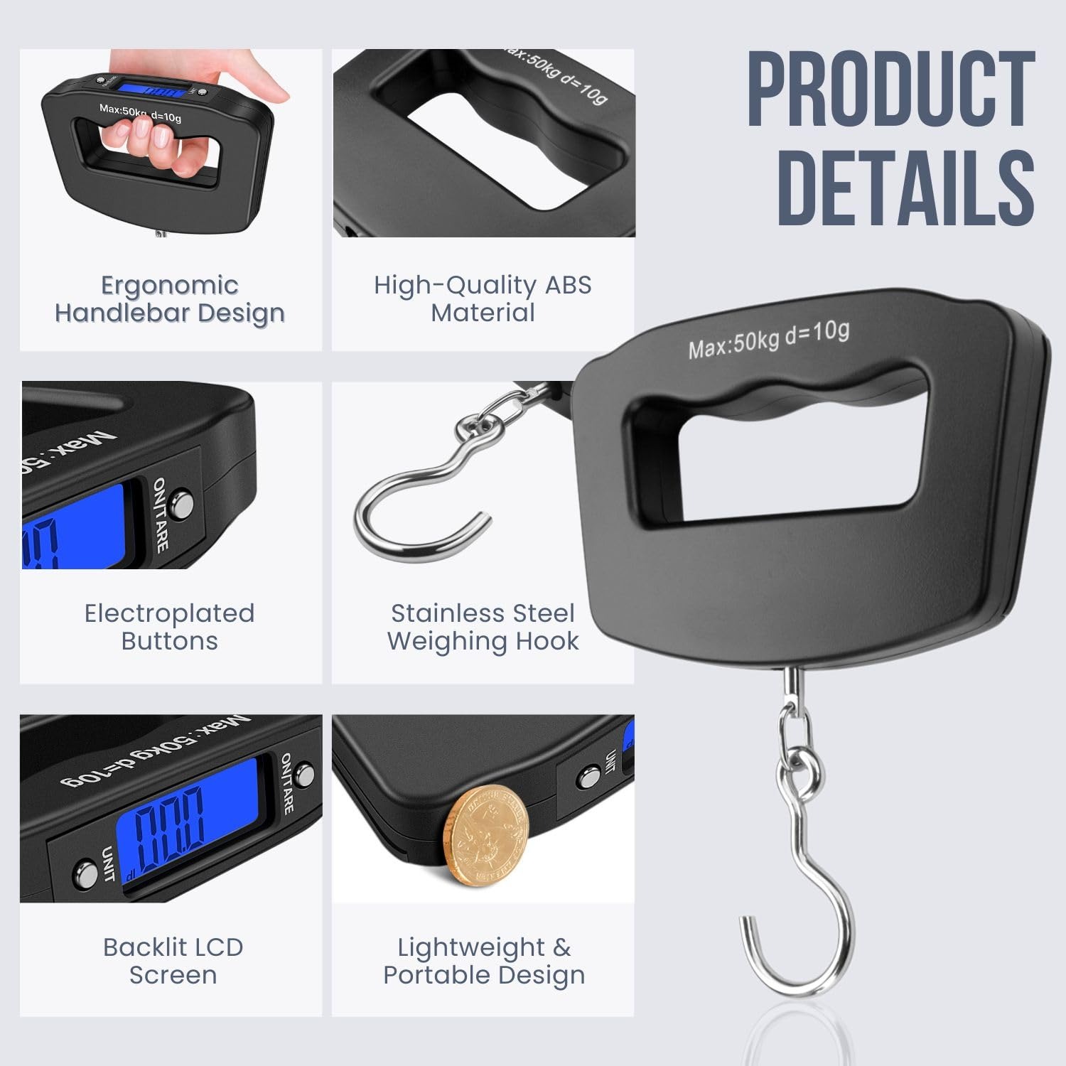 50kg Portable Handheld Digital - Fishing Hook Stainless Steel のレビューと価格