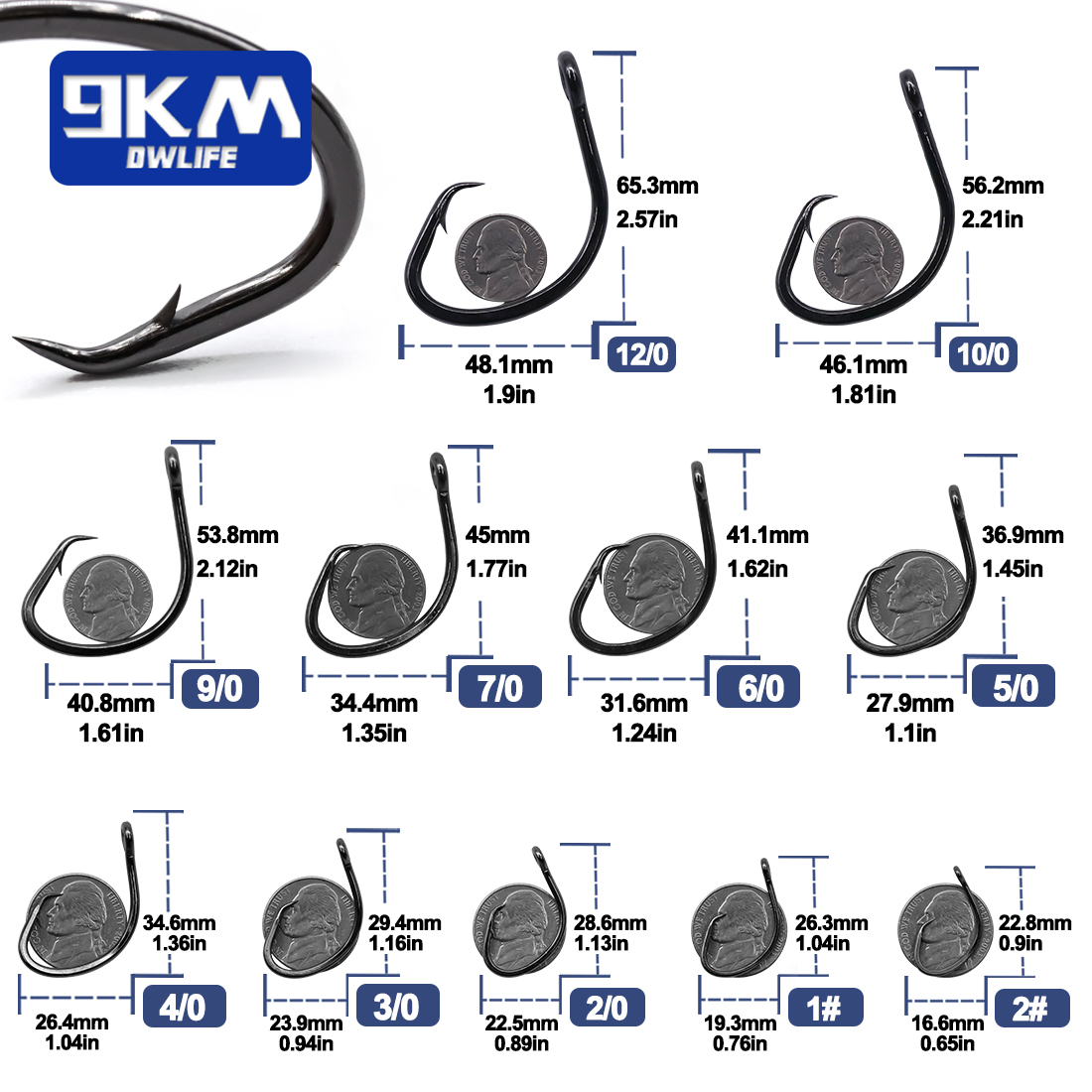 9KM Circle Hooks 25~50Pcs Salt - Fishing Hook Circle のレビューと価格