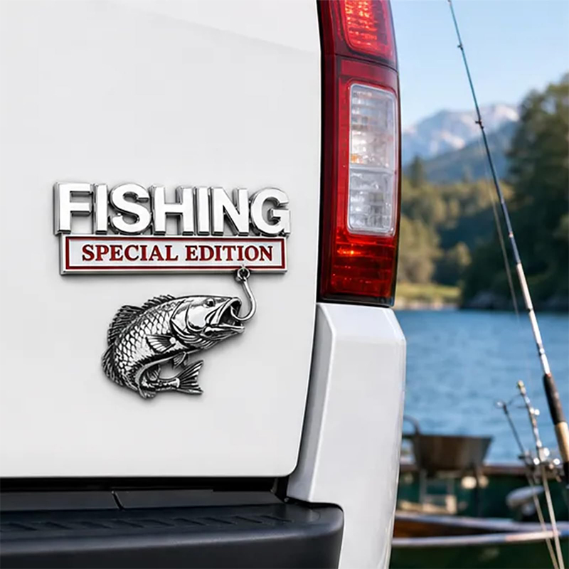 Chrome Fishing Car Badge Metal - Fishing Hook のレビューと価格