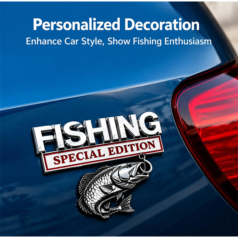 Chrome Fishing Car Badge Metal - Fishing Hook のレビューと価格