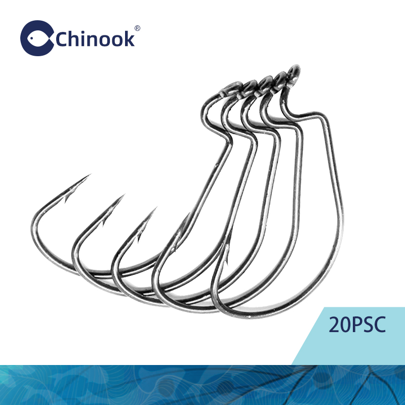 Chinook 20pcs Wide worm Texan  - Fishing Hook Offset のレビューと価格