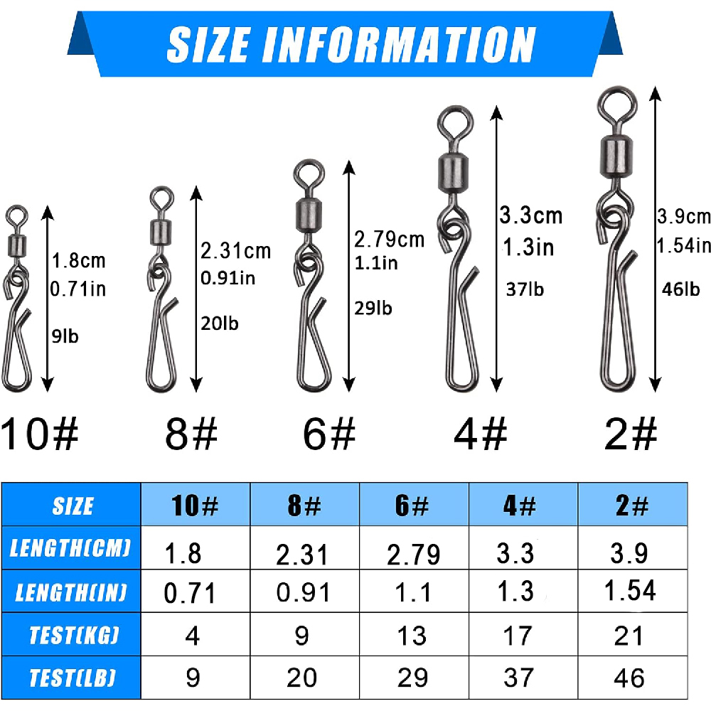 30Pcs swivels and snap for fis - Fishing Hook Stainless Steel のレビューと価格