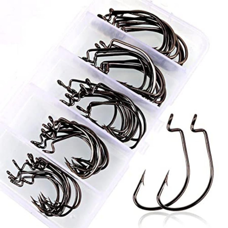 Offset Shank Worm Hooks High C - Fishing Hook Weedless のレビューと価格