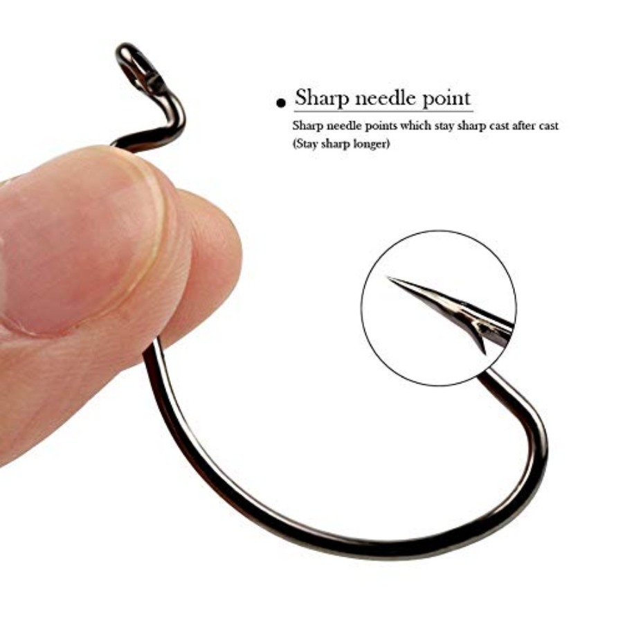 Offset Shank Worm Hooks High C - Fishing Hook Weedless のレビューと価格
