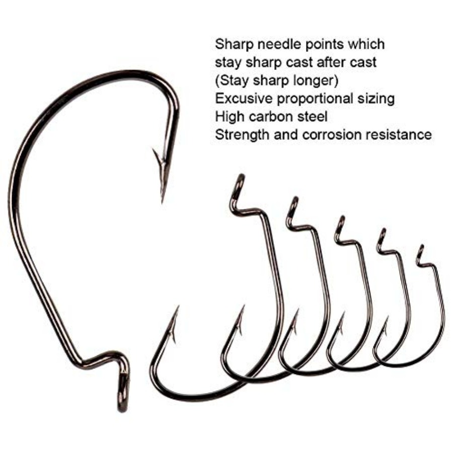 Offset Shank Worm Hooks High C - Fishing Hook Weedless のレビューと価格