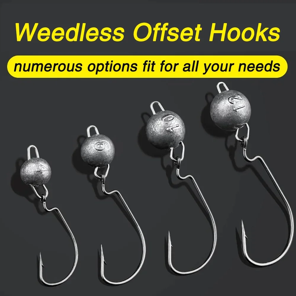 5Pcs Metal Jig Head Worm Hooks - Fishing Hook Offset のレビューと価格