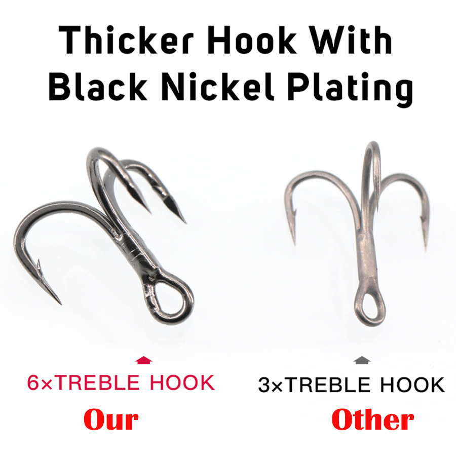6X Fishing Treble Hooks Black  - Fishing Hook Offset のレビューと価格