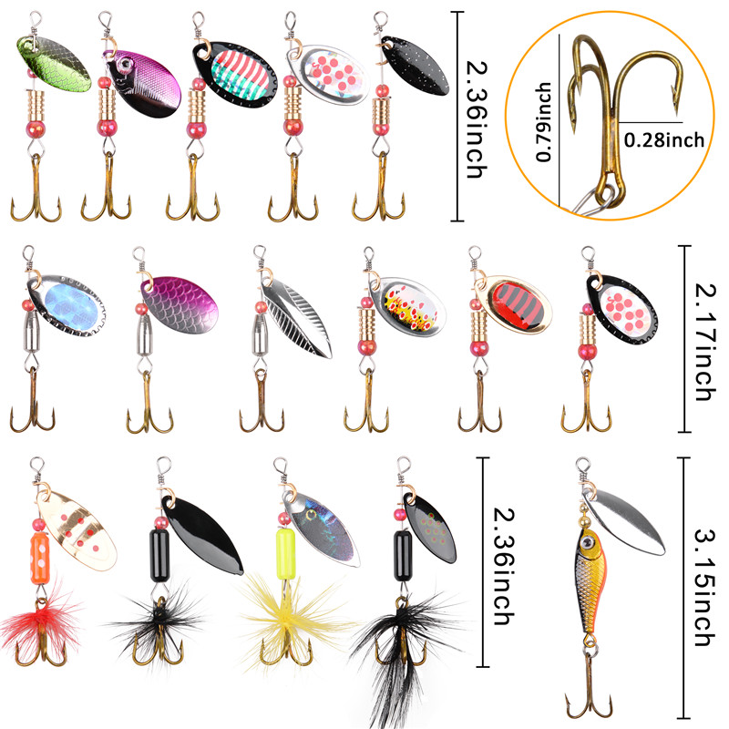 5/10/16Pcs Spinner Fishing Lur - Fishing Hook Treble のレビューと価格