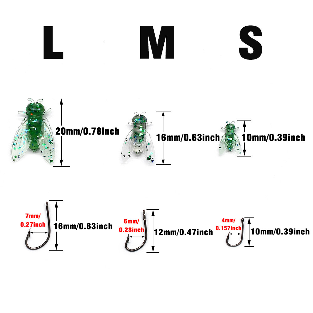 10Pcs Artificial Bionic Fly In - Fishing Hook Assortment のレビューと価格