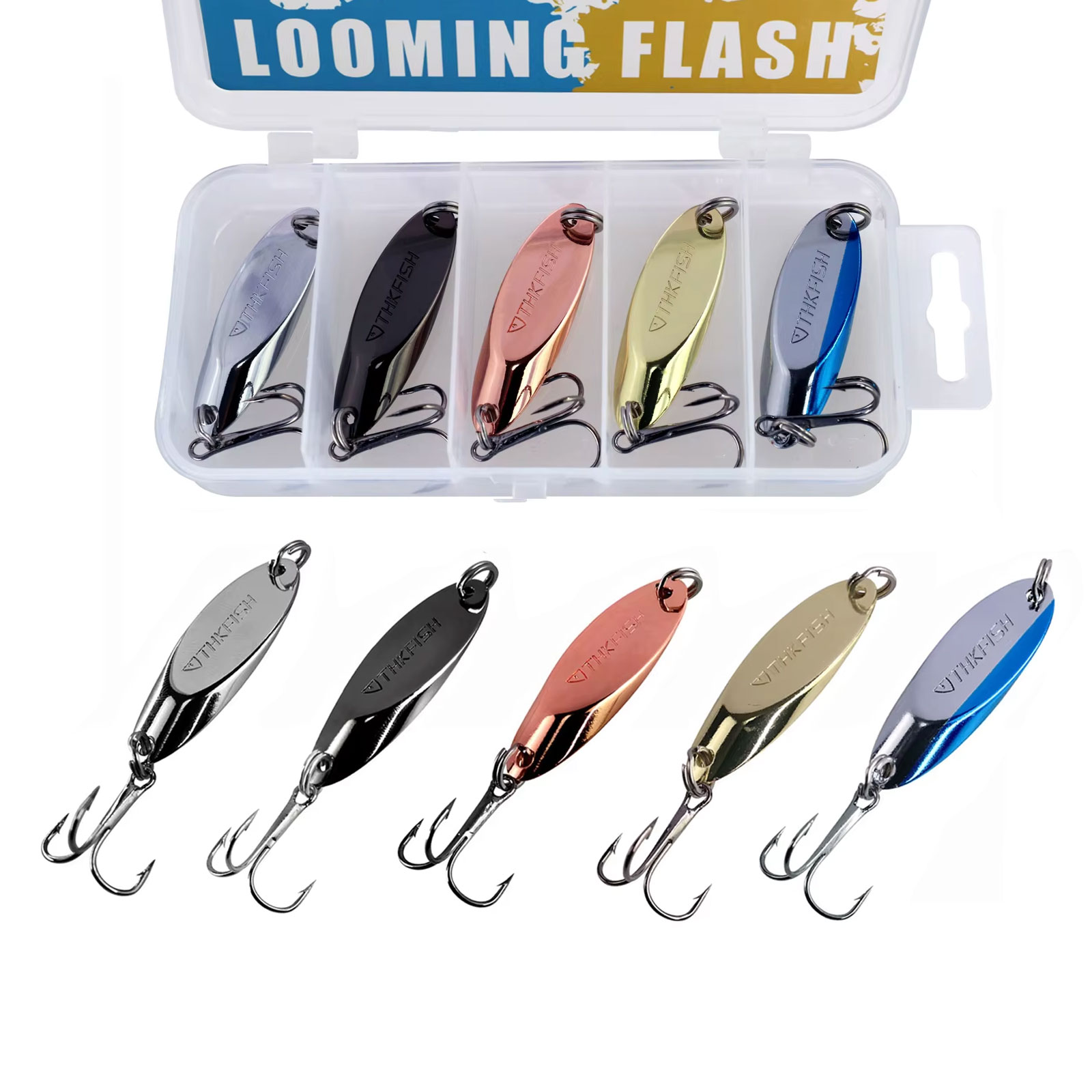 5pcs Metal Spinner Spoon Lures - Fishing Hook Treble のレビューと価格