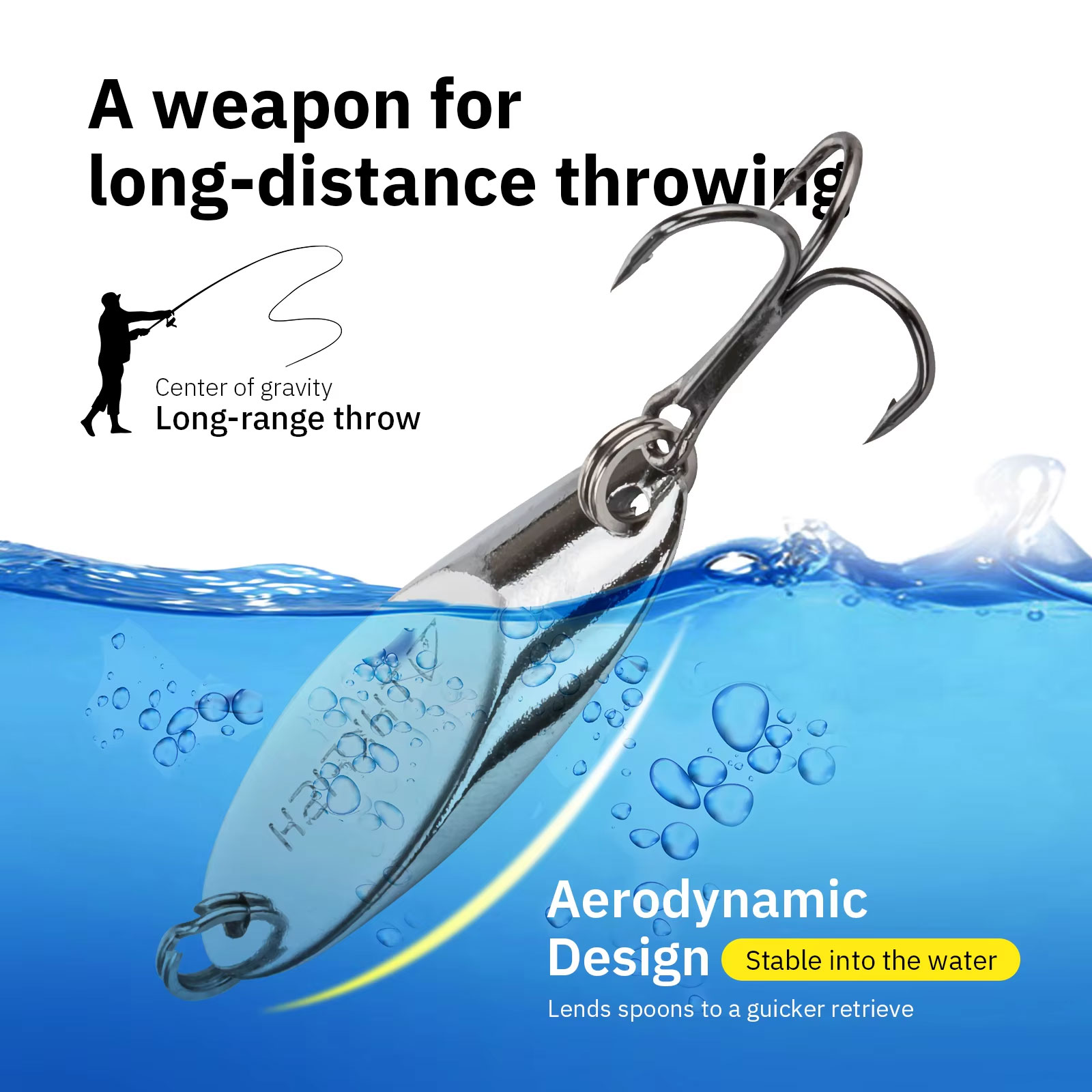 5pcs Metal Spinner Spoon Lures - Fishing Hook Treble のレビューと価格